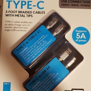 Type-C Braided Cables with Metal Tips